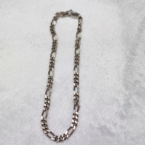 Sterling Silver 925 Italy  Figaro Bracelet 8 Inch - Picture 3 of 8